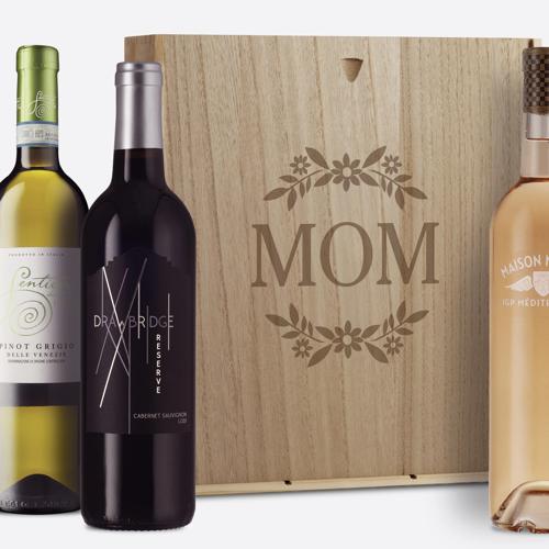 Mom's Favorite Wine Trio in Wood Case