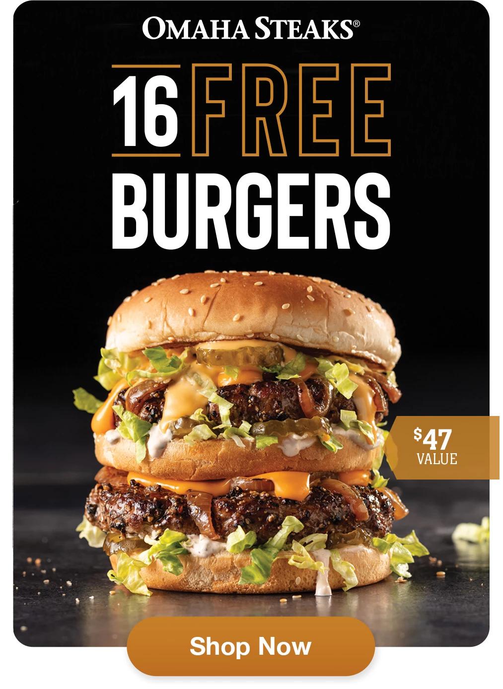 FREE SHIPPING | 16 FREE BURGERS | $47 VALUE || Shop Now