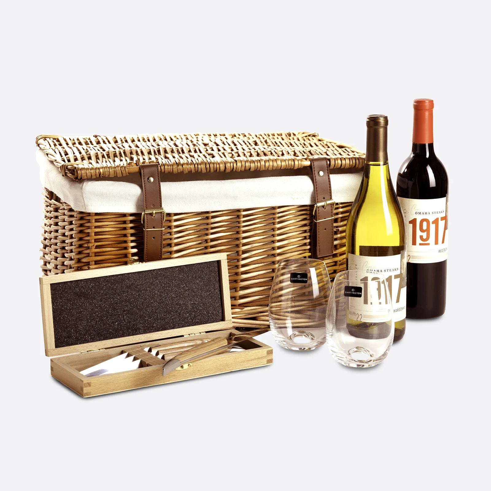 Wicker Basket Wine Gift Bundle