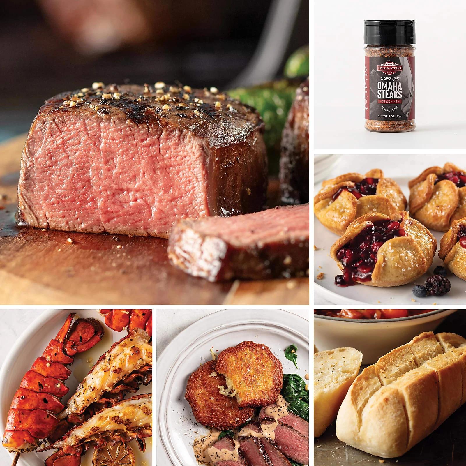 Omaha Steaks Holiday Surf & Turf + Chardonnay & Pinot Noir Duo