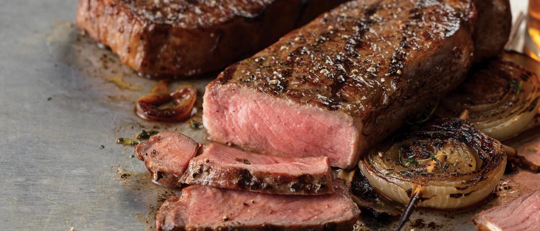 Steak finished with butter and herbs