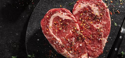 heart-shaped steaks