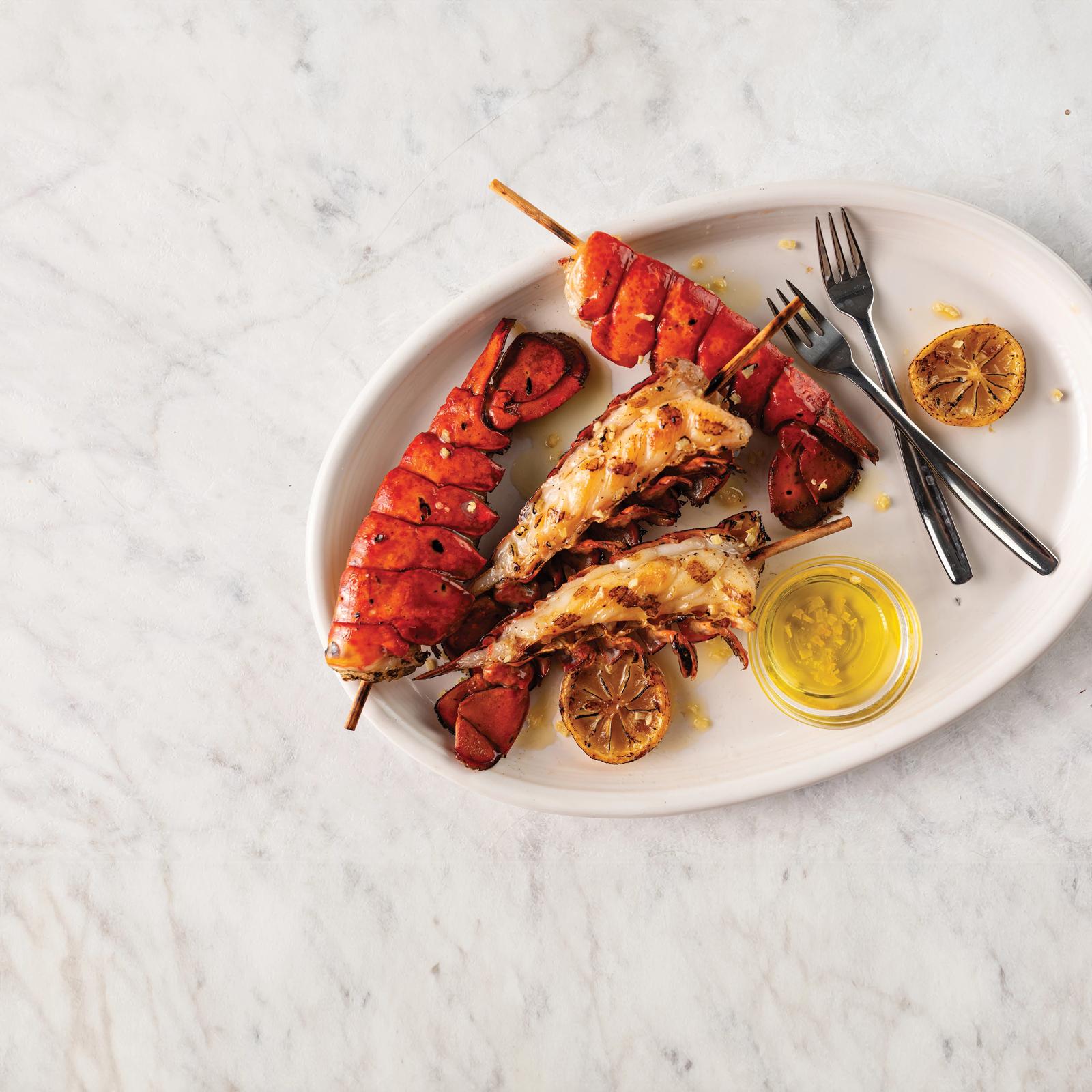 4 (2.38 oz.) Split Lobster Tail Skewers - fresh seafood delivery