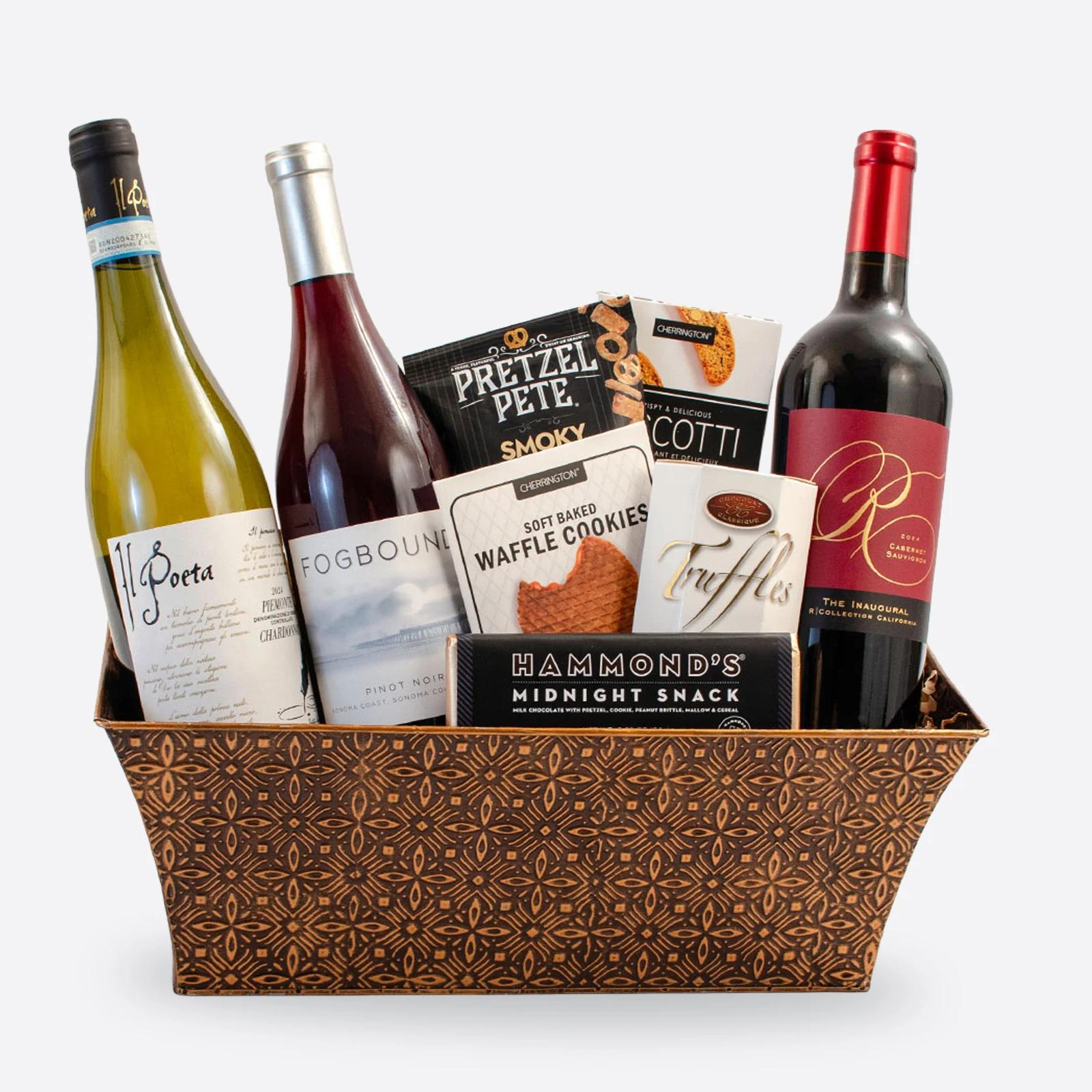 Classic Wine & Treats Gift Basket